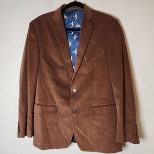 Lauren Ralph Lauren Brown Corduroy Blazer Sports Coat Suede Elbow Patches 40R